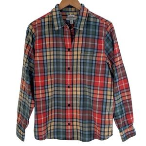 LL Bean Cotton Relaxed Fit Scotch Flannel Plaid Button Down Shirt Medium New